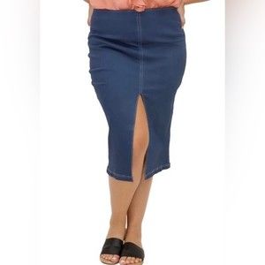 Maree Pour Toi Front Slit Denim Skirt Size 24 NWT